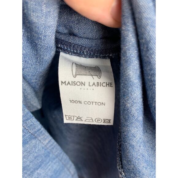 Maison Labiche Chambray Ruffle Sleeve Cotton Dress. Women's Size Small - Picture 5 of 7